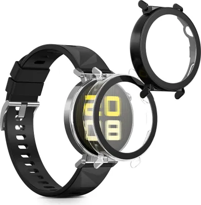 Produktbild von kwmobile 2x Cover kompatibel mit Huawei Watch GT5 41mm Hülle - Fullbody Fitnesstracker Case Set aus Glas - Transparent Schwarz