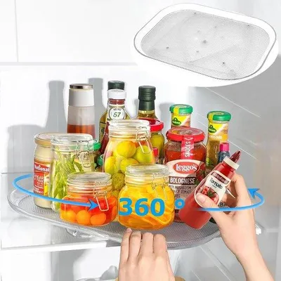 Produktbild von Drehbarer Kühlschrank-Organizer, klar, rechteckig, 360° drehbar, für Küche