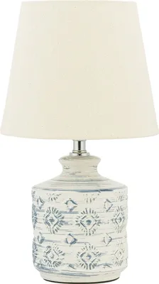 Produktbild von BELIANI Tischlampe Beige Keramik 35 cm Stoffschirm Lampenfuß mit Muster Vasenform Kabel mit Schalter Retro-Stil