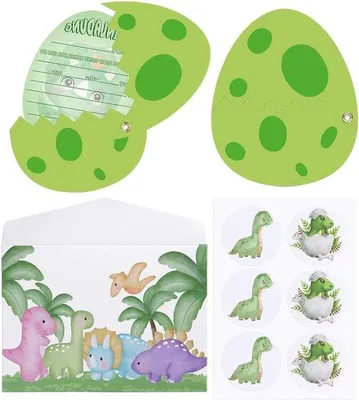 Produktbild von Einladungskarten Dino Muster für Kindergeburtstag