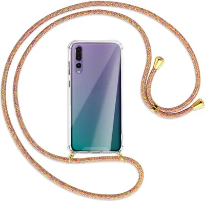 Produktbild von Handykette Backcover-Schutzhülle mit Band (Metall goldfarben) für Huawei P20 Pro - Rainbow