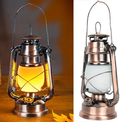 Produktbild von Retro-LED-Sturmlaterne (25cm) mit Flammen-Optik – Klassische, batteriebetriebene Laterne in Bronze, wetterfest, für Garten & Balkon