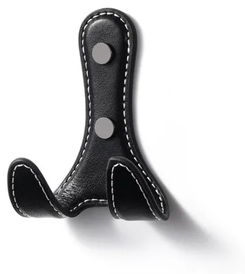Immagine prodotto di Set di 4 ganci appendiabiti rotondi neri - Design a doppio gancio - Montaggio a parete - Metallo