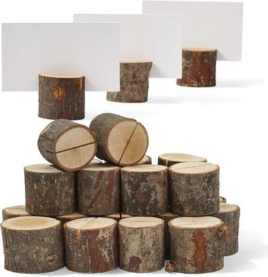 Produktbild von Famanu Platzkartenhalter 50 Stück - Rustikale Holzdesigns mit Karten