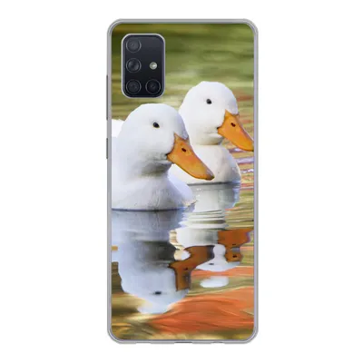 Produktbild von MuchoWow® Handyhülle Schutzhülle Hülle für Samsung Galaxy A71 Enten - Wasser - Spiegelung - Familie Silikon Softcase Handy Hülle - Kartenbesitzer