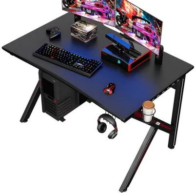 Obrázek produktu pro Ergonomický herní stůl – 115 cm – s držákem na nápoje a háčkem na sluchátka