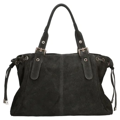 Immagine prodotto di Borsa a mano donna pelle scamosciata Italy Chiusura zip Black B UNICA 41x28.5x20 cm
