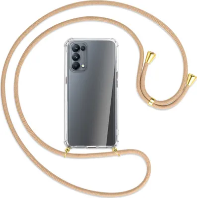 Produktbild von Handykette Backcover-Schutzhülle mit Band (Metall goldfarben) für Oppo Reno5 Pro 5G - beige