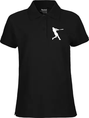 Produktbild von Huuraa Damen Polo Shirt Baseball Silhouette S Black Bio Baumwolle Fairtrade Poloshirt Geschenkidee