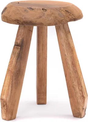 Produktbild von Runder Hocker Heidi aus Mahagoniholz, 39 cm – Melkschemel, Blumenhocker, Naturhocker, Beistellhocker, Pflanzenhocker und Sitzhocker