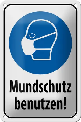 Produktbild von Blechschild Hinweis 12x18cm Mundschutz benutzen Maske