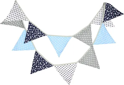 Produktbild von Oblique Unique Wimpel Girlande Wimpelkette Banner Vintage Kinder Geburtstag - blau grau