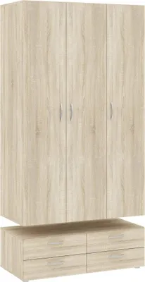 Produktbild von Kleiderschrank 3 Türen Randazzo, Schlafzimmermöbel, Schrank, Garderobe, 111x52 h214 cm, Eiche