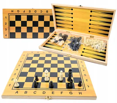 Produktbild von Klassisches Schachspiel 3in1 Holz 39x39cm - Schach Dame Backgammon Set für Profis