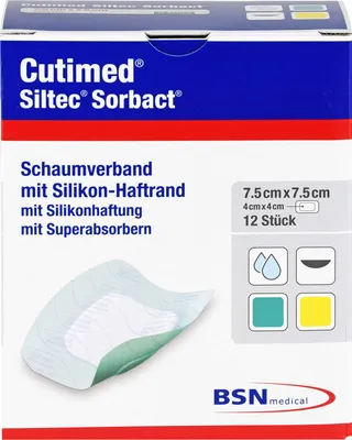 Produktbild von Cutimed Siltec Sorbact B 7,5x7,5cm, 12 St KOM