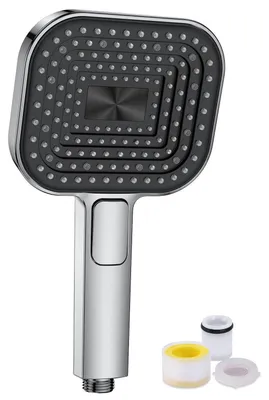 Immagine prodotto di Doccia a risparmio idrico, diametro 135 mm, con funzione anticalcare, 3 getti, finitura cromata argento