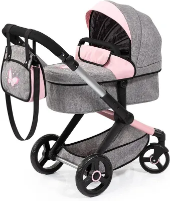 Imagen del producto de Carrito para muñecas Xeo con bolsa, con altura ajustable y adaptable