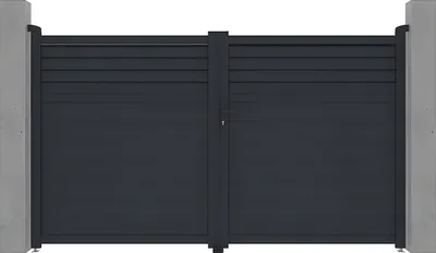 Produktbild von Aluminium Drehtor mit Rollladen L.305 x H.181 cm anthrazit VIAZO