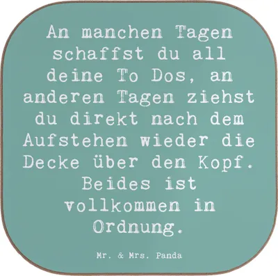 Produktbild von Mr. & Mrs. Panda Untersetzer für Gläser Spruch Tapferkeit im Alltag - Meeresbrise - Geschenk, Selbstfürsorge, Selbstvertrauen, Herausforderungen, Tassenuntersetzer, Zitat