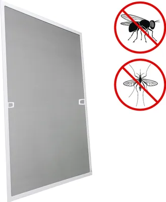 Zdjęcie produktu dla Clanmacy – moskitiera okienna 100 x 120 cm, zestaw do montażu z aluminiową ramą, ochrona przed komarami i owadami, kolor biały