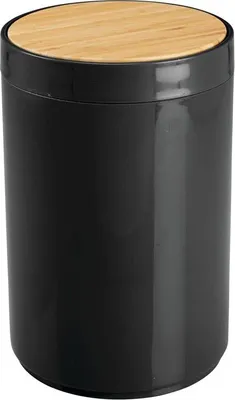 Produktbild von mDesign Mülleimer Abfalleimer Papierkorb 5L Deckel Bambus Kunststoff Schwarz