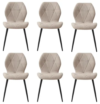 Immagine prodotto di Set di 6 sedie da pranzo - Sedia da cucina moderna - Struttura in metallo - Design minimalista - Adatta per cucina, sala da pranzo e soggiorno - Colore beige