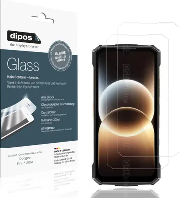 Produktbild von 2x Schutzfolie für Doogee Fire 7 Ultra - Anti-Shock 9H Folie dipos Glass Kunststoffglas