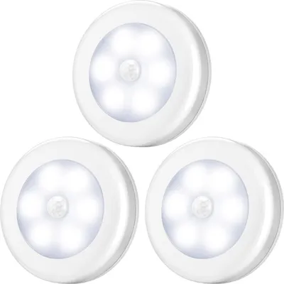 Produktbild von Rundes intelligentes weißes LED-Nachtlicht, batteriebetrieben, für Schrank, Nachttisch, Schlafzimmer, Kleiderschrank, Schrankbeleuchtung, magnetisches