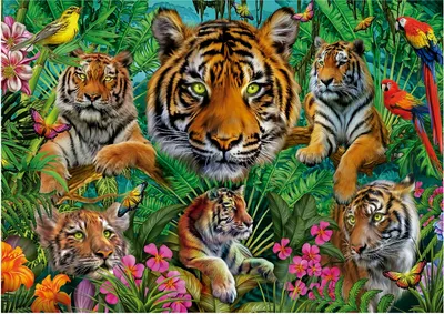 Produktbild von Educa Puzzle 500 Teile Tiger Dschungel Tiere