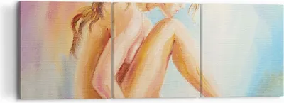 Produktbild von Bild auf Leinwand - Leinwandbild - 3 Teile - Frau Nacktheit Abgesehen von - 120x40cm - Wand Bild - Wanddeko - Wandbilder - Leinwanddruck - Bilder - Wanddekoration - Leinwand bilder - CA120x40-4174