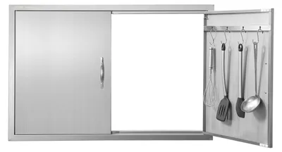 Obrázok produktu pre Dvierka na prístup k grilovaciemu ostrovčeku, dvere do vonkajšej kuchyne, nerezová oceľ, 990 x 660 mm
