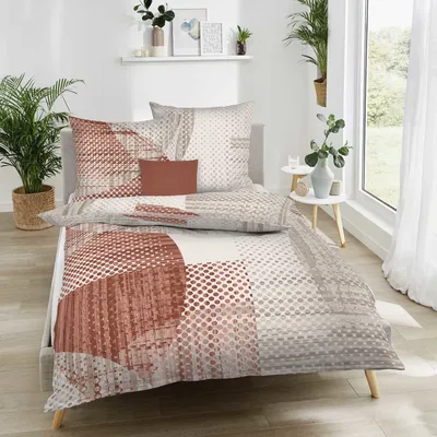 Produktbild von Kaeppel Feinbiber Bettwäsche Supreme 200x200 + 2x 80x80 cm 25647 terra Punkte geometrisch