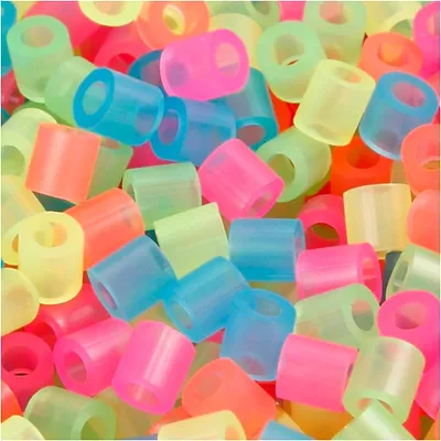 Produktbild von Bügelperlen, Größe 5x5 mm, Lochgröße 2,5 mm, medium, Neonfarben, 1100 sort./ 1 Pck [HOB-75253]