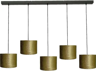 Produktbild von masterlight Pendelleuchte Venus 5-flammig Samt Grün 130x20cm