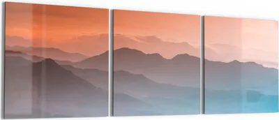 Produktbild von DEQORI Glasbild Echtglas 3x50x50 cm 'Verschleierte Bergketten' Wandbilder XXL groß