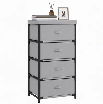Produktbild von HOMCOM Kommode mit 4 Schubladen, 42 x 32 x 80 cm, Grau/Schwarz