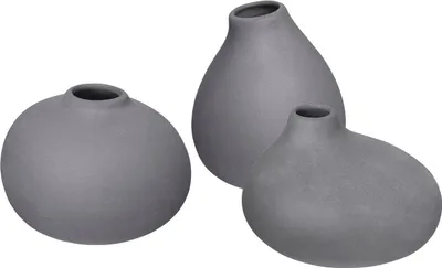 Produktbild von Blomus Nona Vasen, 3er Set, Blumenvase, Dekovase, Blumen Vase, Porzellan, Pewter, 66223