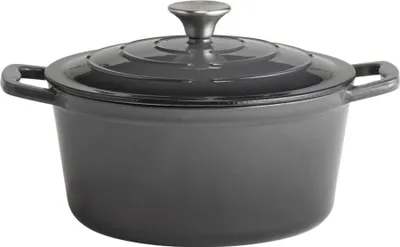 Produktbild von APS 88303 Kochtopf mit Deckel 5 STARS, Schmortopf Gusseisen, induktionsgeeignet, ofenfest, inkl. Deckelhalter, Ø 25 cm, 4 Liter, anthrazit