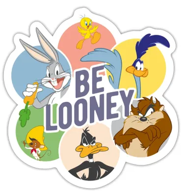 Produktbild von Spreadshirt Looney Tunes Charaktere Be Looney Sticker Aufkleber, 10 x 10 cm, Mattweiß