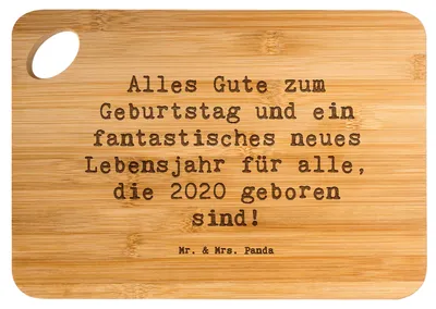 Produktbild von Mr. & Mrs. Panda Holzbrett Spruch 2020 Geburtstag Glückwünsche - Transparent - Geschenk, Liebe, Glückwunsch, Frühstücksbrett, Familie, Holzbrettchen, Küchenbrett