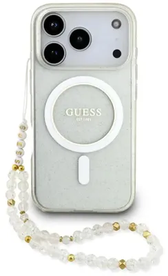 Obrázek produktu pro Pouzdro Guess IML Glitter Pearl Strap MagSafe pro iPhone 17 Pro - průhledné