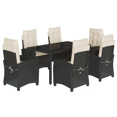 Immagine prodotto di vidaXL set da pranzo da giardino 7 pezzi con cuscini in polirattan nero