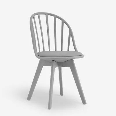 Image de Chaise moderne en polypropylène pour la cuisine et la salle à manger Molkor - Gris