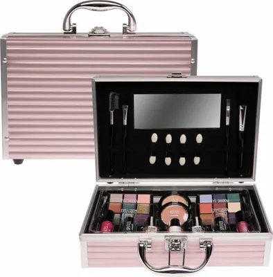 Zdjęcie produktu dla Walizka kosmetyczna Treffina w kolorze różowym z połyskiem