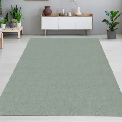Produktbild von Einfarbiger Wohnzimmerteppich waschbar pflegeleicht strapazierfähig in grün Größe - 200 x 280 cm