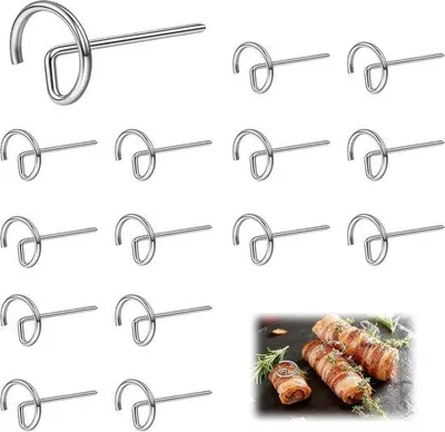 Productafbeelding van Vleesnaalden 15 stuks - herbruikbaar roestvrij staal - scherpe rouladenaalden - ideaal voor grillen - ShopVlot