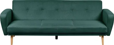 Zdjęcie produktu dla BELIANI Sofa rozkładana zielona 3-osobowa z funkcją spania pikowana styl skandynawski