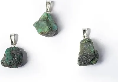 Produktbild von Abato Lederkette mit Edelsteinanhänger Smaragd roh Anhänger Heilstein Schmuck