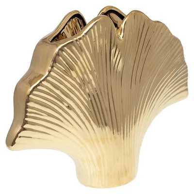 Produktbild von Vergoldete Keramikvase „Ginkgo“, 29,5 × 7,5 × 22 cm