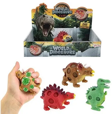 Immagine prodotto di MONDO DEI DINOSAURI Knijpdino (fidget) 3ass (12 pezzi in esposizione)